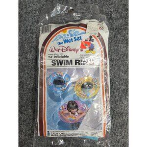 The Wet Set Walt Disney 24" Inflatable Swim Ring Vtg Mickey & Friends 1983
